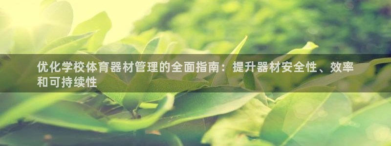 耀世登场什么意思：优化学校体育器材管理的全面指南：提